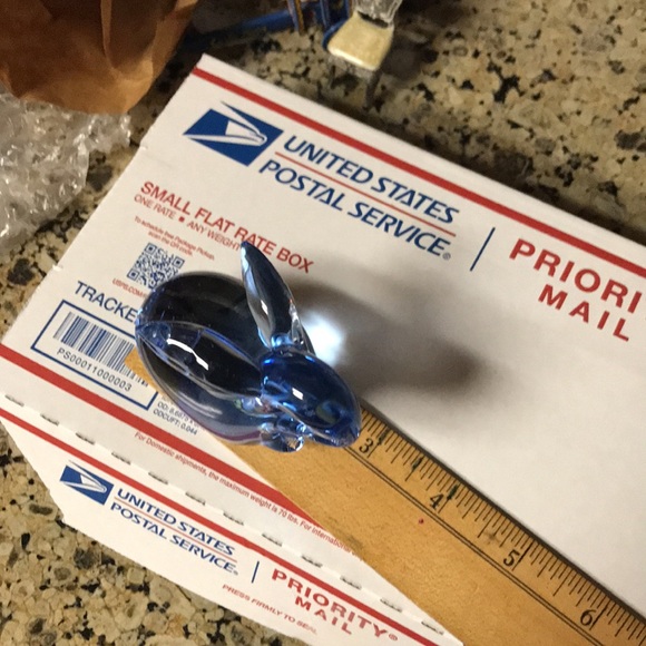 Blue Glass Paperweight Rabbit - Picture 6 of 6